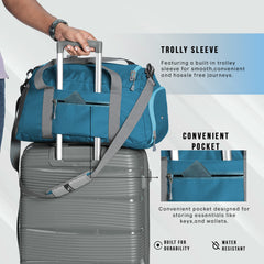 TMPB01 -  40L Duffle Bag, Travel Weekender Bag for men & women with Shoe Compartment, Water-Resistant -Englishblue