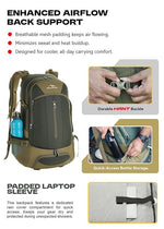 FALCON 40 l Travel Laptop Backpack for Men and Women with Rain Cover - Olive Green