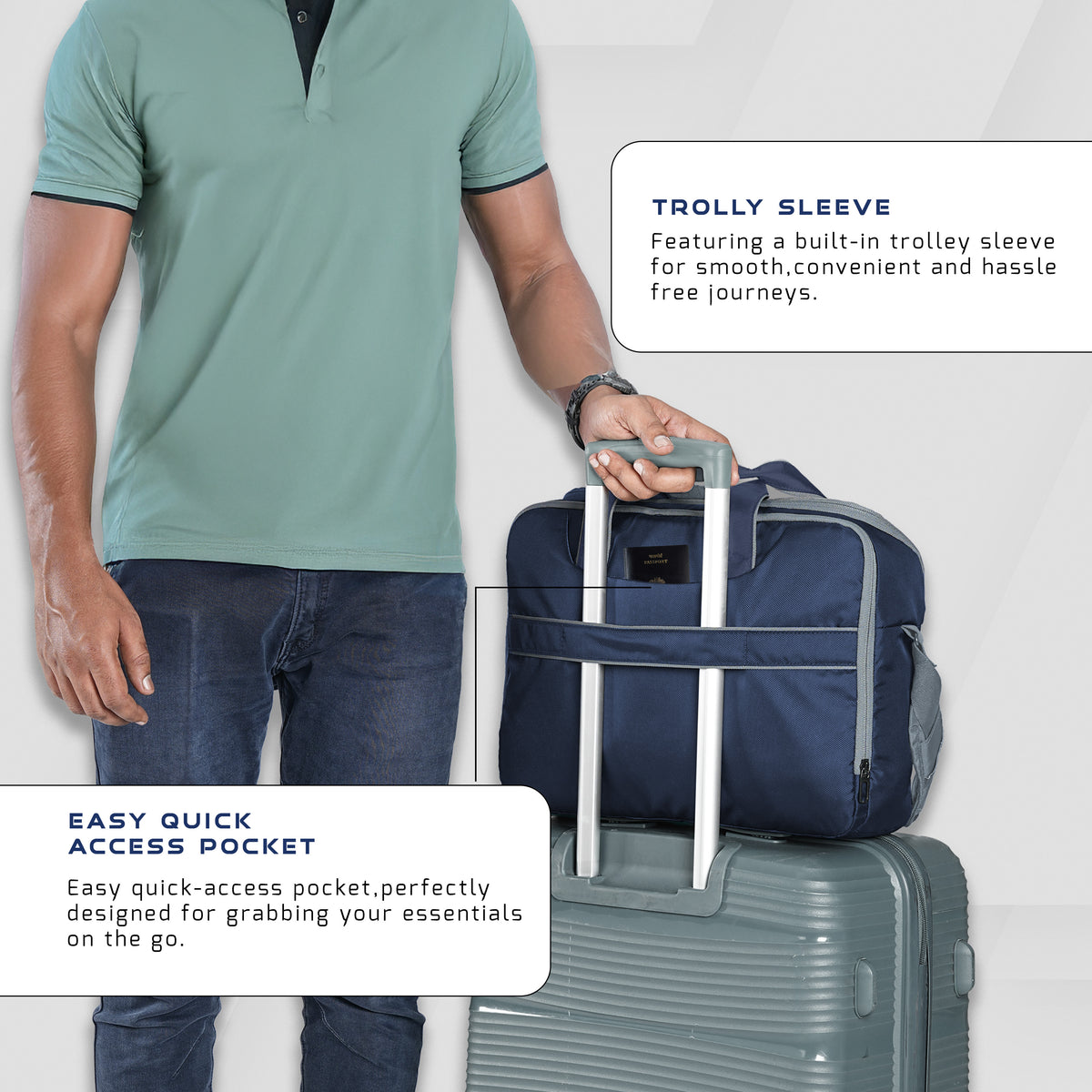 TMPB03 - Messenger Shoulder Bag with 16-inch Laptop Compartment |Durable Office and College Bag - Navy Blue