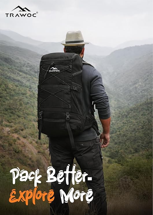 STEALTH 40L Backpack for Men and Women,with Rain Cover & Shoe Compartment - Black