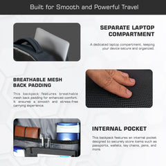 TPB03 - 30L  office & Travel Bag with 16-Inch Laptop Compartment, Suitcase-Style Opening, USB Charging - Grey