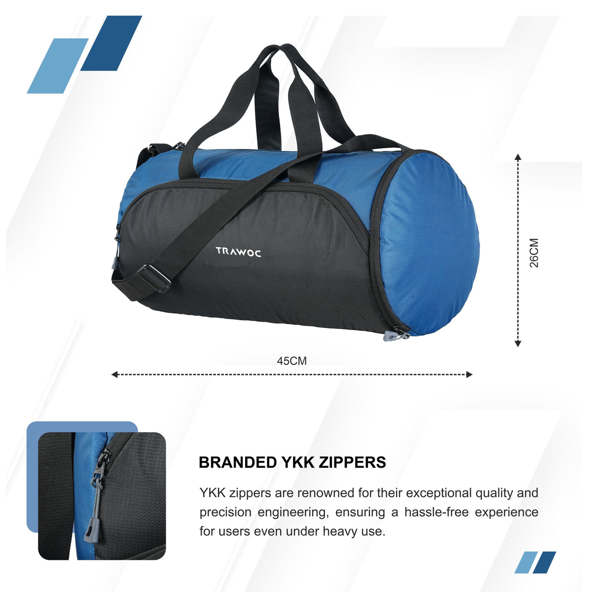 TMPB02 - 30L Gym, Sports & Travel Duffle , Unisex Duffel Bag with Shoe Compartment - English Blue