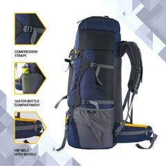 Aerolink 60 L Backpack with Lightweight Build & Water-Resistant Fabric - Black