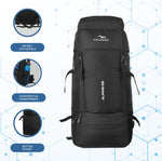 ALPINE 55L Travel Backpack Front & Top Loading Bag for Men & Women - Black