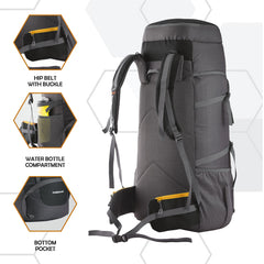Omega 60 L Backpack with Lightweight Build & with Ergonomic Shoulder Strap - Black