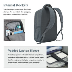 TPB04 - 30L Laptop Backpack   16-Inch Compartment, USB Charging Port -Ash Teal