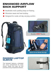 FALCON 40 l Travel Laptop Backpack for Men and Women with Rain Cover - Navy Blue
