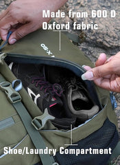 FUSION X 50 L internal frame Bag with Rain Cover and Shoe Compartment - Olive Green