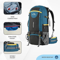INVICTUS 60L Travel Backpack Hiking  Bag for Men & Women with Rain Cover-English Blue