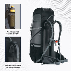 Venture Pro 65 L Travel Backpack with Rain Cover & with Laptop Compartment - Grey