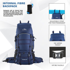 Triumph X 75 L Travel Backpack for Men & Women with Spacious Main Section & Shoe Compartment NavyBlue