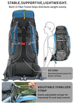Valor Max 75 L Backpack with Ergonomic Shoulder Straps & Shoe Compartment-English Blue