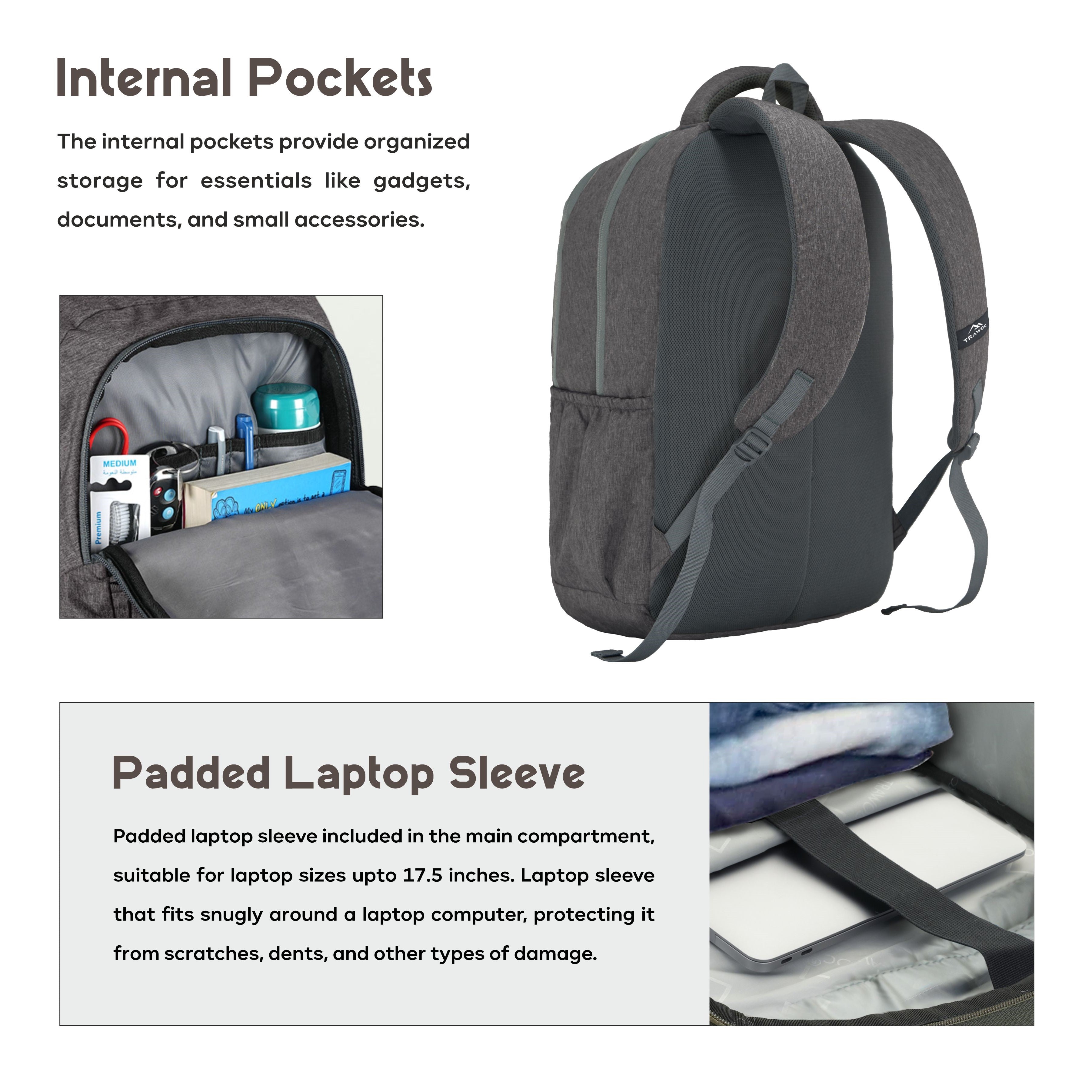 backpack laptop compartment too tight TPB04 30L Laptop Backpack-Ash Brown |Water Resistant, USB Charging Port, Padded Laptop Compartment