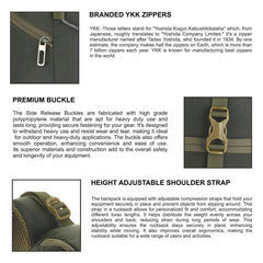 STEALTH 40L  Backpack for Men and Women,with Rain Cover & Shoe Compartment-Huntergreen