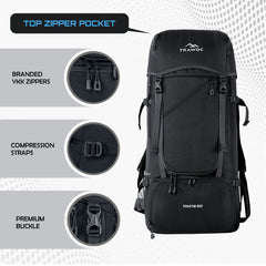 IGNITE 50 L travel Bag Front & Top Open Backpack with Rain Cover and Shoe Compartments-Black