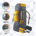 Vortex 60 L Travel Backpack with Laptop Compartment & Durable Zippers - Yellow