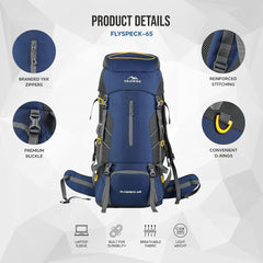 Flyspeck 65 L Travel Backpack with Lightweight Build & with Multi-Pocket Design – NavyBlue(clearance sale)
