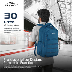 TPB05 - 35L  Office & Travel Bag with 16-Inch Padded Laptop Compartment, USB Charging Port - Englishblue