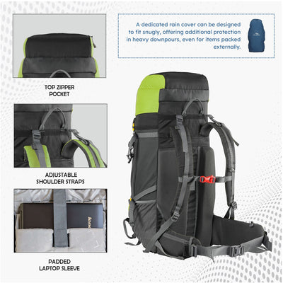 Terrabound 60 L Rucksack featuring  Shoe Compartment & Durable Zippers – Green