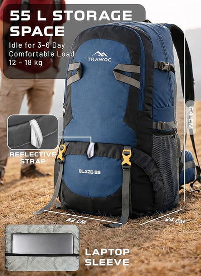BLAZE 55 L Travel Backpack Daypack  for Camping Hiking Trekking -Navyblue