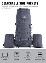 Thunderstorm 90L Rucksack for Men & Women with Shoe Compartment & Water-Resistant Fabric - Grey