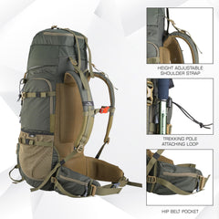Triumph X 75 L Travel Backpack for Men & Women with Spacious Main Section & Shoe Compartment _ Hunter green