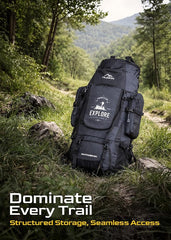 Wayfarer 80L Travel Backpack with Water-Resistant Fabric & Laptop Compartment – Grey