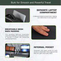 TPB03 - 30L  office & Travel Bag with 16-Inch Laptop Compartment, Suitcase-Style Opening, USB Charging - Uniformgreen