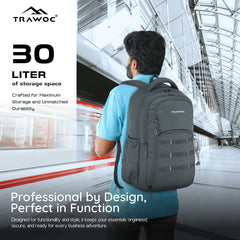TPB05 - 35L  Office & Travel Bag with 16-Inch Padded Laptop Compartment, USB Charging Port - Grey(clearance sale)