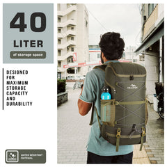 STEALTH 40L  Backpack for Men and Women,with Rain Cover & Shoe Compartment-Huntergreen