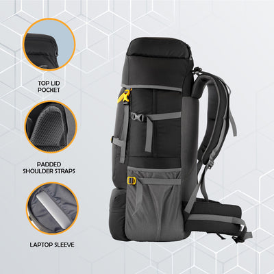 EMBER 60 L Travel Backpack Hiking Trekking Bag for Men & Women - Black