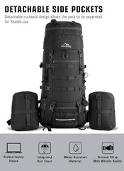 Thunderstorm 90L Rucksack for Men & Women with Shoe Compartment & Water-Resistant Fabric - black