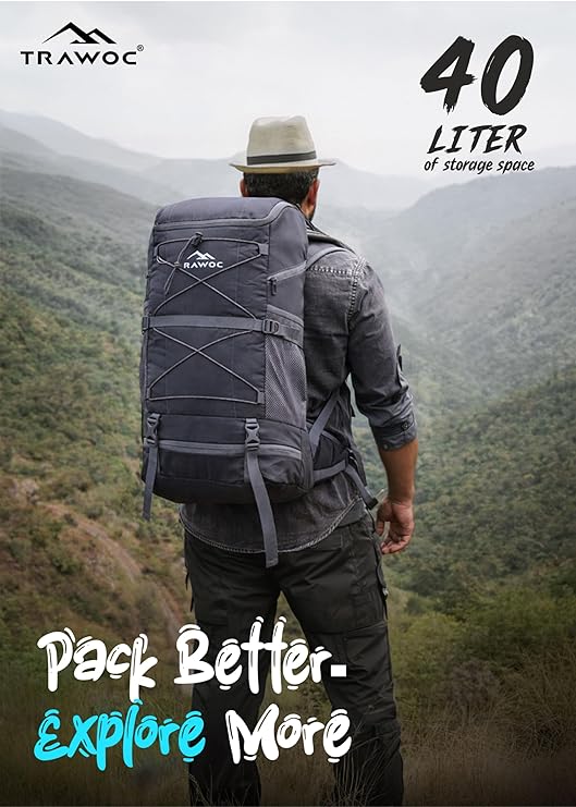 STEALTH 40L Backpack for Men and Women,with Rain Cover & Shoe Compartment - Grey