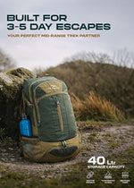 FALCON 40 l Travel Laptop Backpack for Men and Women with Rain Cover - Olive Green
