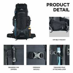 Peakpro 75 L Backpack featuring  Laptop Compartment & with Shoe Compartment – Black