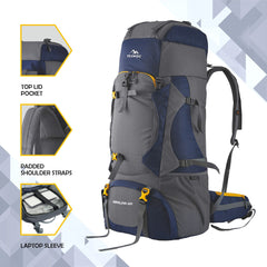 Aerolink 60 L Backpack with Lightweight Build & Water-Resistant Fabric - Grey
