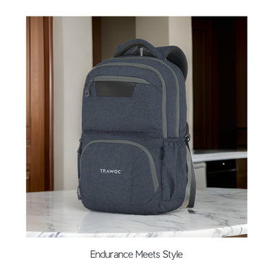 TPB04 - 30L Laptop Backpack   16-Inch Compartment, USB Charging Port -Ash blue