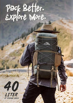 STEALTH 40L Backpack for Men and Women,with Rain Cover & Shoe Compartment - Hunter Green
