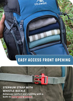 Valor Max 75 L Backpack with Ergonomic Shoulder Straps & Shoe Compartment-English Blue