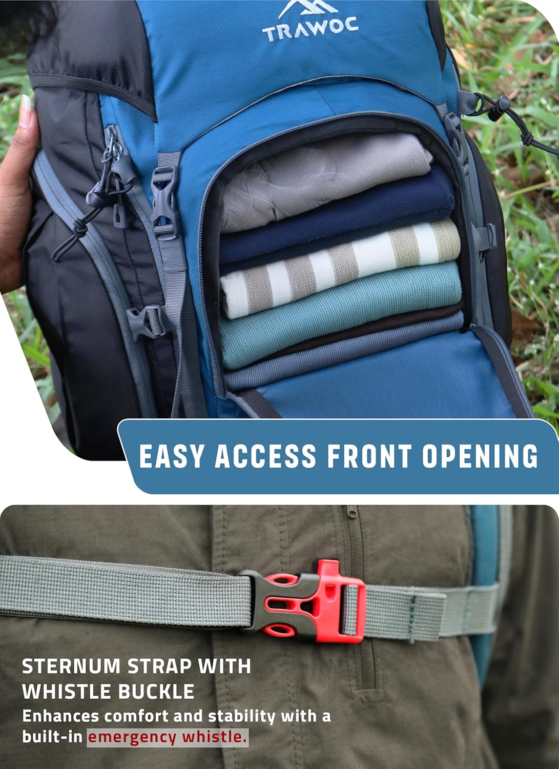 Valor Max 75 L Backpack with Ergonomic Shoulder Straps & Shoe Compartment-English Blue