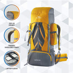 Vortex 60 L Travel Backpack with Laptop Compartment & Durable Zippers - Yellow