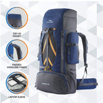 Vortex 60 L Travel Backpack with Laptop Compartment & Durable Zippers - Navy Blue