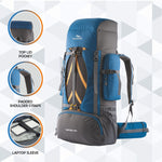 Vortex 60 L Travel Backpack with Laptop Compartment & Durable Zippers - English Blue