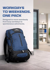 FALCON 40 l Travel Laptop Backpack for Men and Women with Rain Cover - Navy Blue