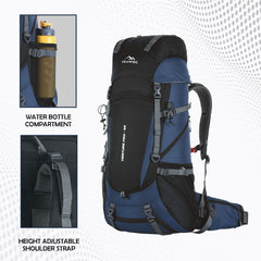 Venture Pro 65 L Travel Backpack with Rain Cover & with Laptop Compartment - Navy Blue