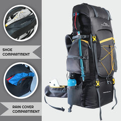 Peakpro 75 L Backpack featuring with Laptop Compartment & with Shoe Compartment – Grey (Clearance Sale)