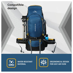 Valor Max 75 L Backpack with Ergonomic Shoulder Straps & Shoe Compartment-English Blue (Clearance Sale)