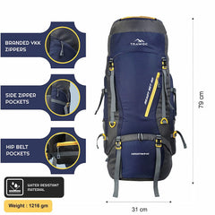 Aerostrike 70L Trekking Bag with Laptop Compartment & Rain Cover, ideal for Hiking - Navyblue(clearance sale)