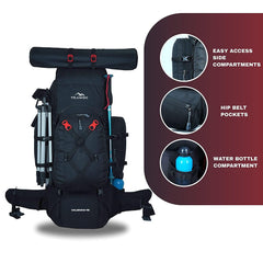 Wildwing 95L (80+15)  Bag for Hiking & Travel with Shoe Compartment & Water-Resistant-Black (Clearance Sale)