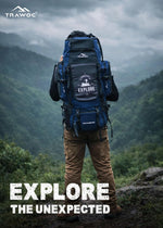 Wayfarer 80L Travel Backpack with Water-Resistant Fabric & Laptop Compartment - Navy Blue